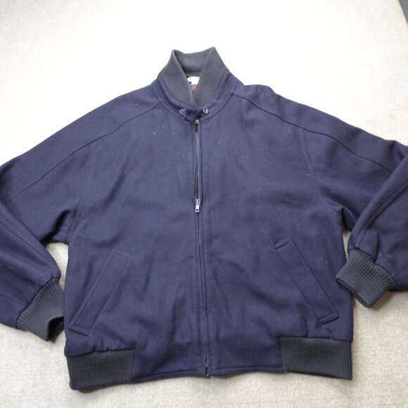 Vintage Baracuta Jacket Large Blue Solid Wool Blend Bomber Harrington - Picture 1 of 13